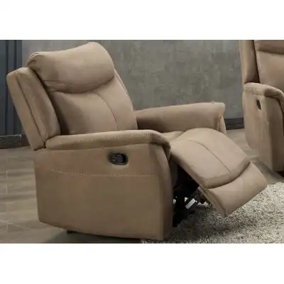 Brown Leather Effect Fabric Electric Recliner Armchair