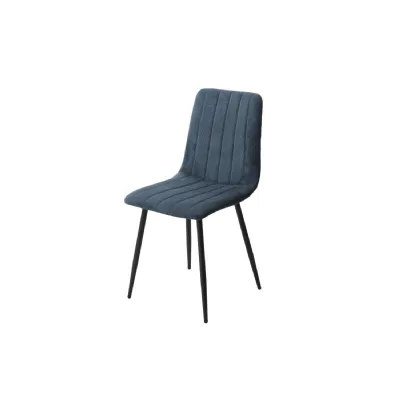 Blue Fabric Dining Chair with Black Tapered Legs