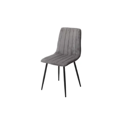 Grey Fabric Dining Chair with Black Tapered Legs