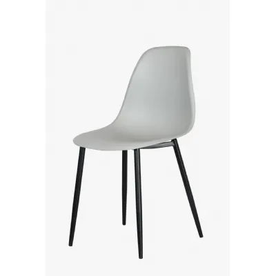 Light Grey Curved Dining Chair Black Metal Tapering Legs