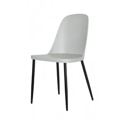 Light Grey Duo Dining Chair With Black Metal Legs