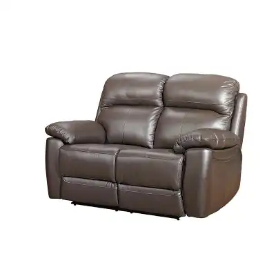 Black Leather Fixed 2 Seater Sofa