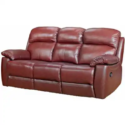 Chestnut Leather 3 Seater Fixed Sofa
