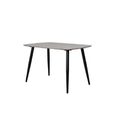 Rectangular Dining Table, Grey Oak Effect With Black Tapered Legs