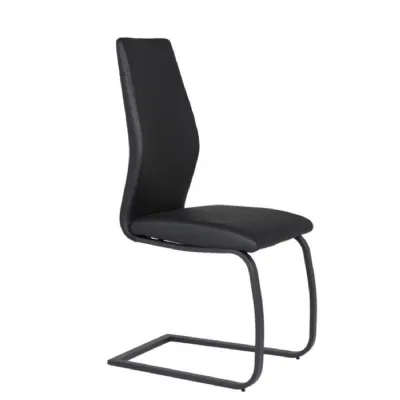Black Faux Leather Upholstered Cantilever Dining Chair