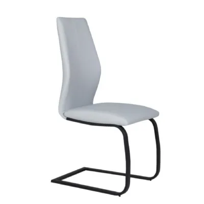 Silver Faux Leather Upholstered Cantilever Dining Chair