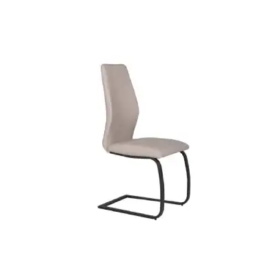 Taupe Cream Dining Chair with Black Cantilever Legs