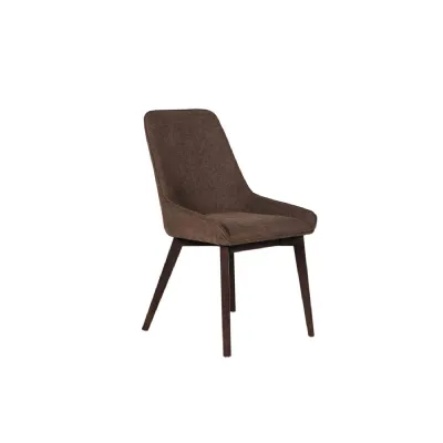Brown Fabric Dining Chair Black Legs