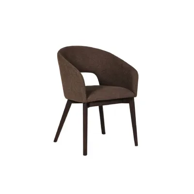 Brown Fabric Dining Chair with Dark Brown Walnut Legs