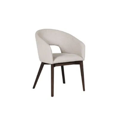 Natural Cream Fabric Dining Chair Walnut Legs