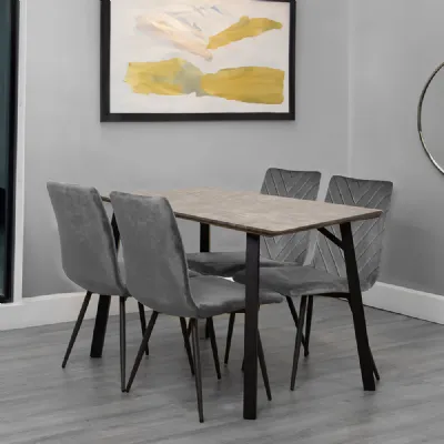 Dining Set 1.2m Concrete Table And 4 x Grey Chairs
