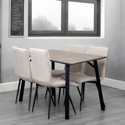 Dining Set 1.2m Concrete Table And 4 x Taupe Chairs