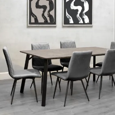 Dining Set 1.8m Concrete Table And 6 x Grey Chairs