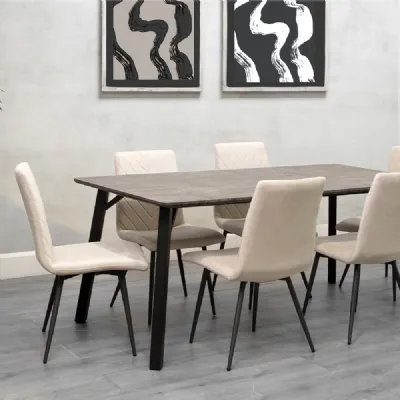 Dining Set 1.8m Concrete Table And 6 x Taupe Chairs