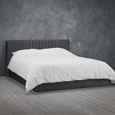 Silver Grey Velvet Fabric Upholstered 150cm King Size 5ft Ottoman Bed