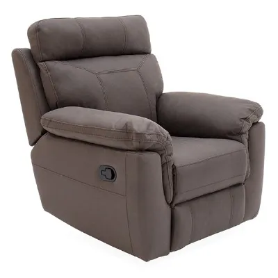 Brown Fabric Manual Recliner with Contrast Stitching