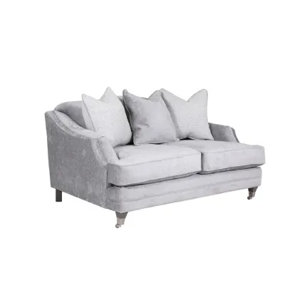 Silver Velvet Fabric 2 Seater Sofa With 3 Scatters