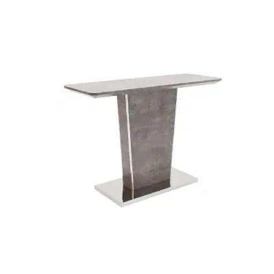 Modern Grey Concrete Effect Console Table Steel Base