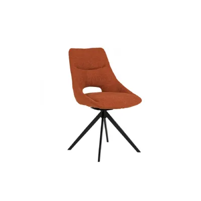 Rust Boucle Fabric Swivel Dining Chair Metal Legs