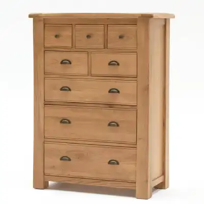Solid Oak Tall Chest of 8 Drawers