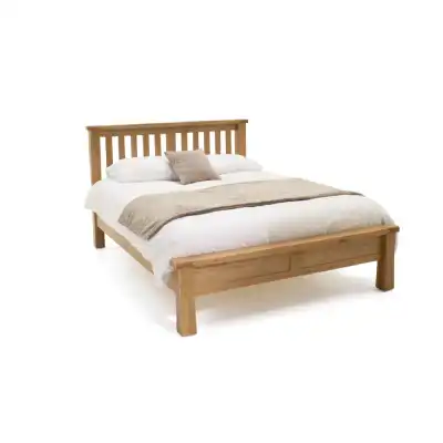 White Oak Wood King Size Bed Low Foot End
