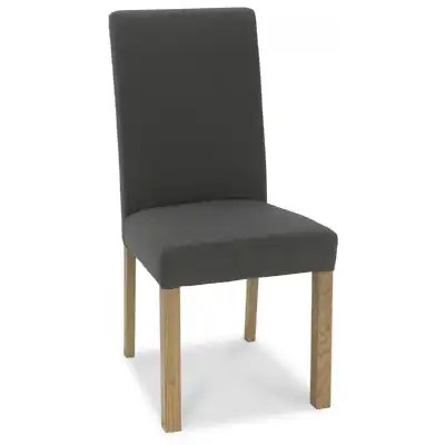 Pair of Light Oak Grey Fabric Dining Chairs