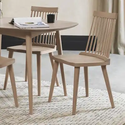 Light Oak Curved Spindle Back Dining Chair