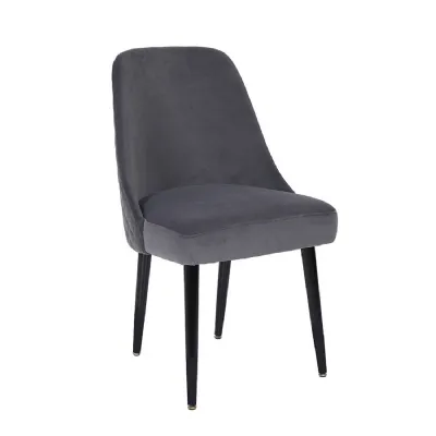 The Chair Collection Diamond Stitch Back Dining Chair Graphite Velvet