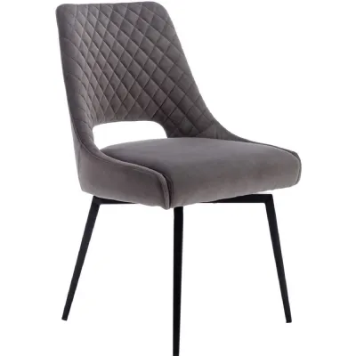 The Chair Collection Swivel Dining Chair Graphite Velvet