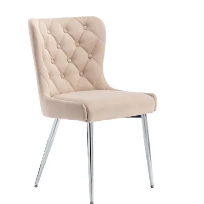 The Chair Collection Button Back Dining Chair Taupe Velvet