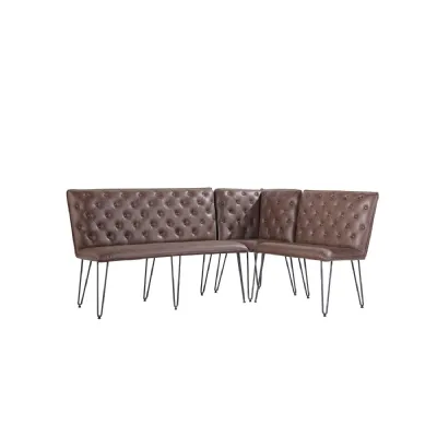 Brown Leather Bench with Hairpin Legs