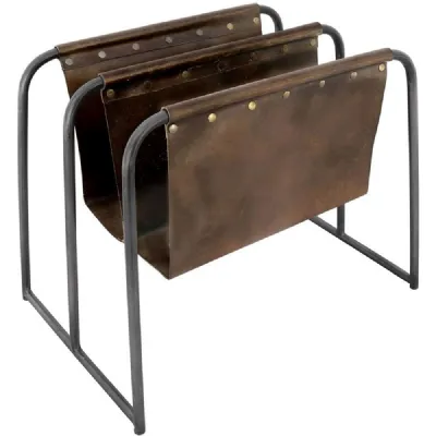 The Chair Collection Leather And Iron Double Magazine Holder