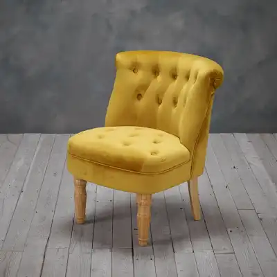 Mustard Yellow Velvet Buttoned Occasional Chair