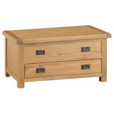 Natural Oak Blanket Toy Storage Bed Box Or Coffee Table 2 Storage Drawers 50 x 100cm