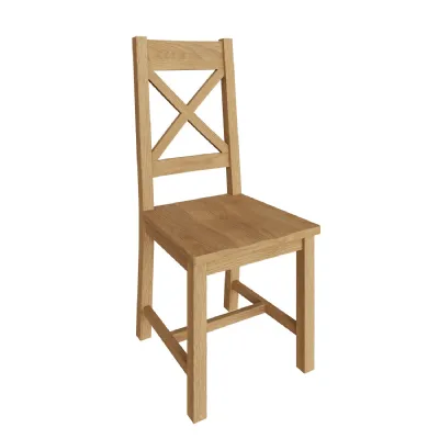Solid Oak Cross Back Dining Chair