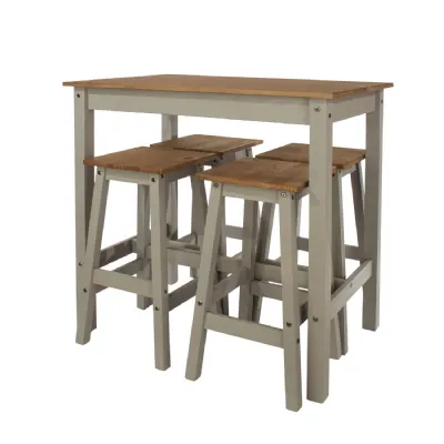 Grey Linea Drop Leaf Breakfast Table And 4 High Stools Set