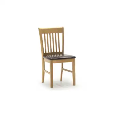 Wooden Slat Back Dining Chair Brown Seat Pad