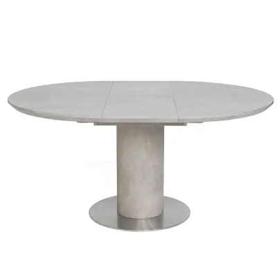 Round Concrete Extending Dining Table Steel Base