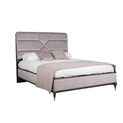 Ebony and Taupe Velvet Fabric 5ft King Size Bed