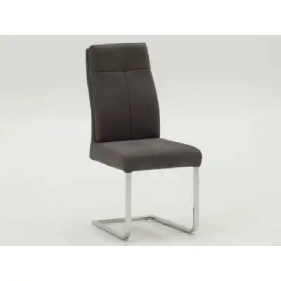 Grey Fabric Dining Chair Steel Cantilever Metal Legs