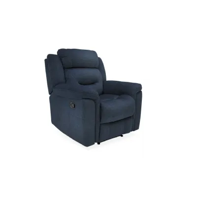 Blue Velvet Fabric Reclining Armchair