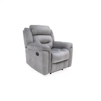 Grey Velvet Fabric 1 Seater Reclining Armchair