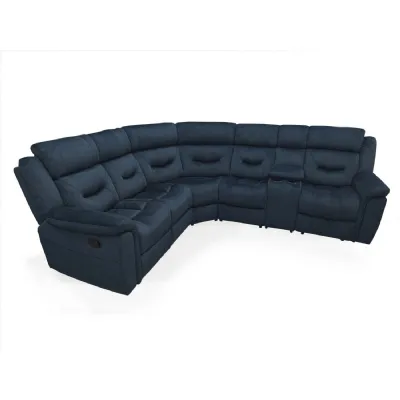 Blue Velvet Fabric Corner Group Manual Recliner Sofa