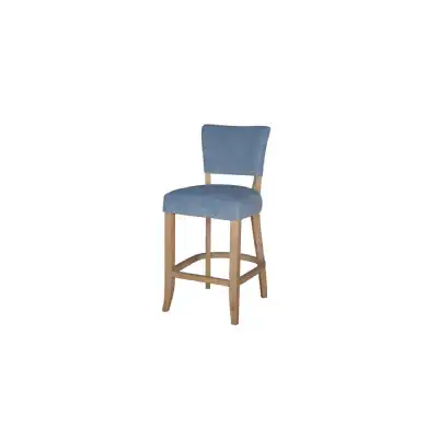 Light Blue Velvet Fabric Bar Chair Padded Seat