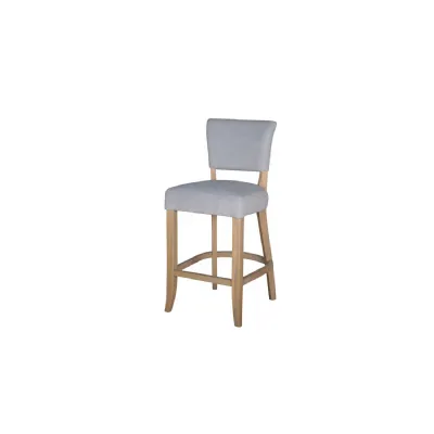 Grey Velvet Fabric Upholstered Bar Chair Wooden Frame