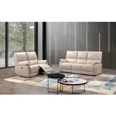 Chalk Leather Match 2 Seater Electric Reclining Sofa
