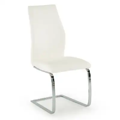 White Leather Dining Chair on Chrome Legs