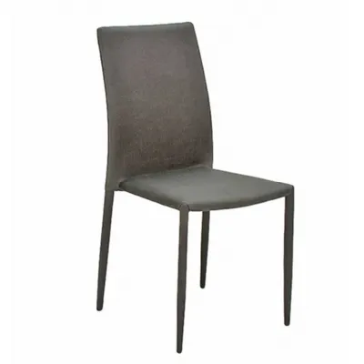 Dark Grey Fabric Dining Chair on Metal Legs
