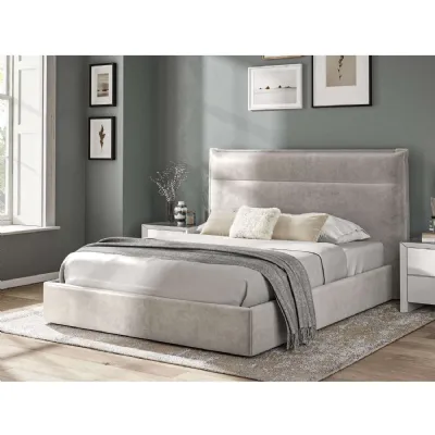 Fabric Bed Collection Silver 4'6 Fabric Bedframe Ottoman