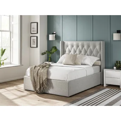 Fabric Bed Collection Grey 4'6 Fabric Bedframe Ottoman